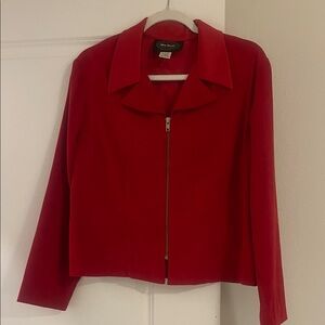 Chic Red Blazer with Zip Closure